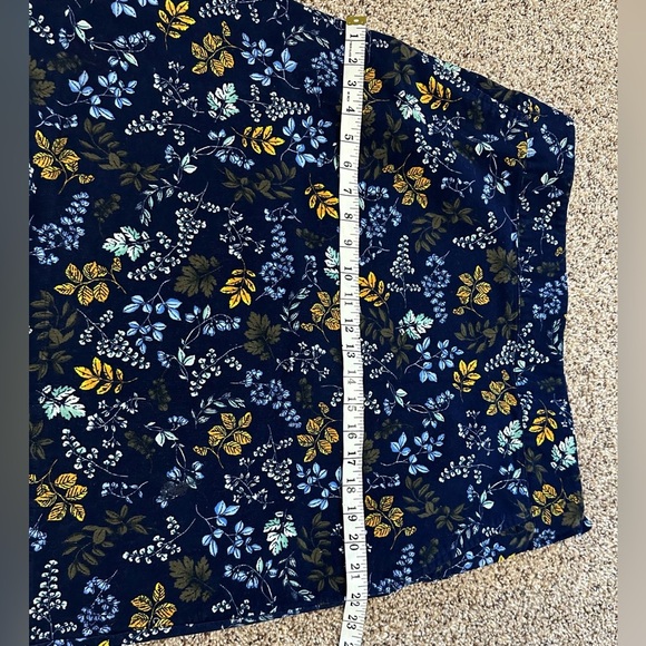 💛🌼 Talbots Women's Navy Blue Floral Print Corduroy A-Line Skirt - Size 14 💛🌼 - Picture 9 of 11